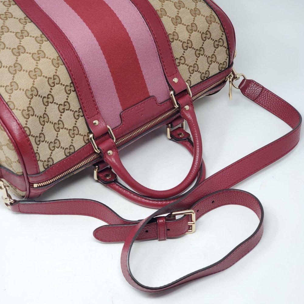 100% Auth Gucci Canvas Vintage Boston Satchel Bag - Picture 5 of 15